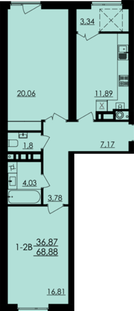 2-кімнатна 68.88 м² в ЖК City Park від 17 300 грн/м², Черкаси