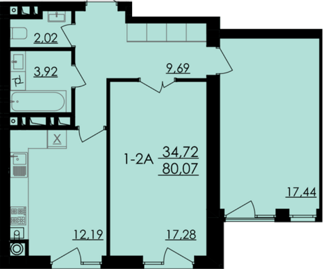 2-кімнатна 80.07 м² в ЖК City Park від 17 300 грн/м², Черкаси