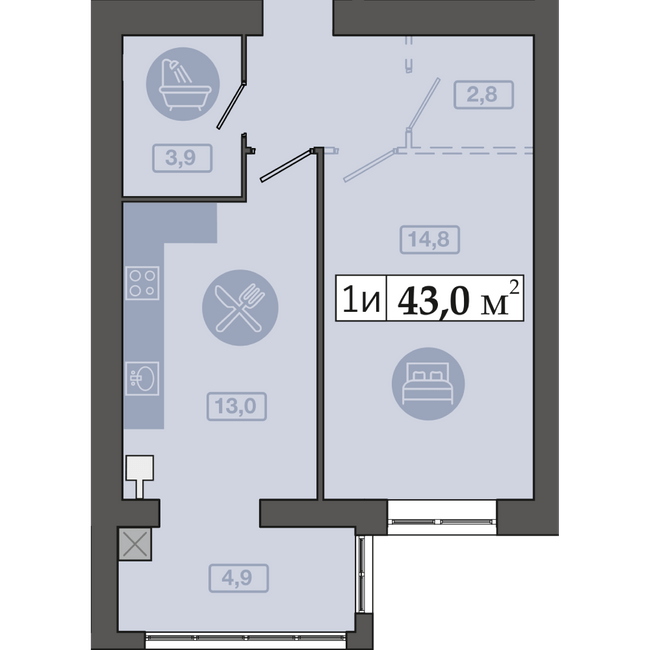 1-комнатная 43 м² в ЖК Счастливый в Днепре от 20 300 грн/м², Днепр