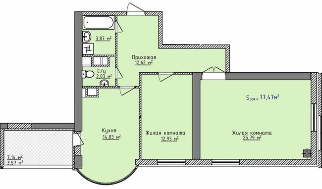 2-кімнатна 77.5 м² в ЖК Aqua Marine від 25 056 грн/м², Одеса