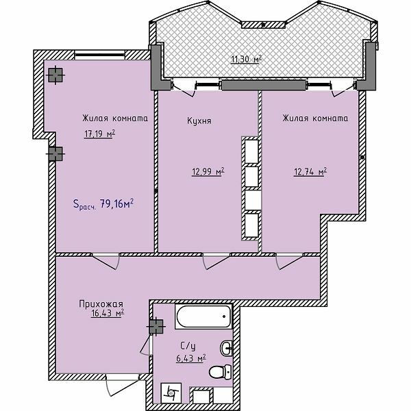 2-комнатная 79.91 м² в ЖК Aqua Marine от 19 750 грн/м², Одесса