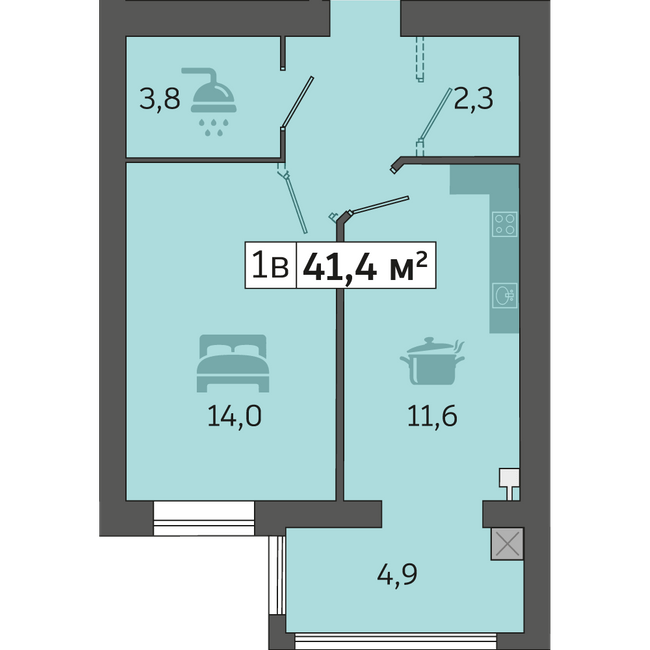 1-комнатная 41.4 м² в ЖК Счастливый в Днепре от 20 000 грн/м², Днепр