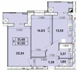 2-комнатная 61.5 м² в ЖК Масаны от 15 000 грн/м², Чернигов