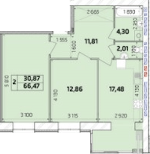 2-комнатная 66.47 м² в ЖК Масаны от 15 000 грн/м², Чернигов