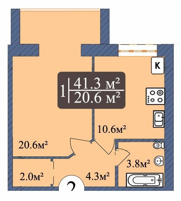 1-кімнатна 41.3 м² в ЖК Мрія від 12 500 грн/м², Чернігів