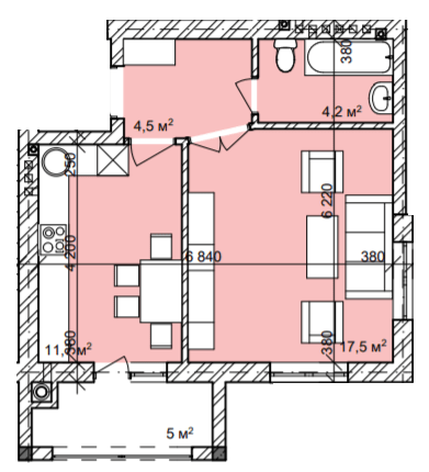 1-комнатная 42.5 м² в ЖК Затишний квартал от 20 700 грн/м², с. Чагор