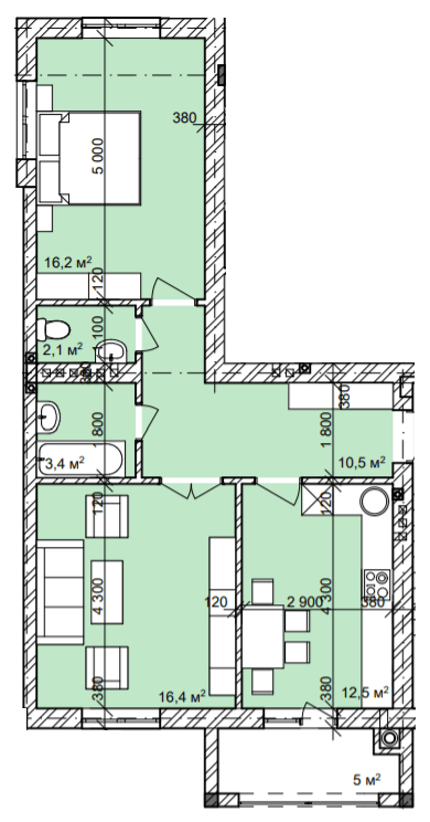 2-кімнатна 63.3 м² в ЖК Затишний квартал від 20 700 грн/м², с. Чагор