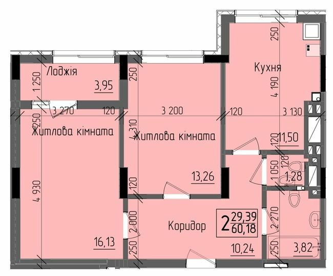 2-кімнатна 60.18 м² в ЖК KromaxBud від 19 800 грн/м², Чернівці