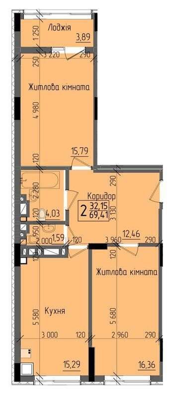 2-комнатная 69.41 м² в ЖК KromaxBud от 19 100 грн/м², Черновцы