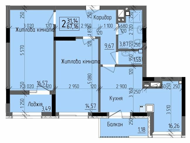 2-кімнатна 67.16 м² в ЖК KromaxBud від 19 800 грн/м², Чернівці