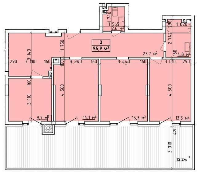 3-кімнатна 95.9 м² в ЖК Віденський Квартал від 18 500 грн/м², Чернівці