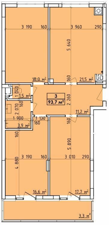 3-кімнатна 93.7 м² в ЖК Віденський Квартал від 18 500 грн/м², Чернівці