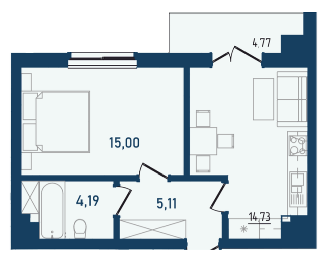 1-кімнатна 43.8 м² в ЖК Престижний 2 від 25 450 грн/м², Чернівці