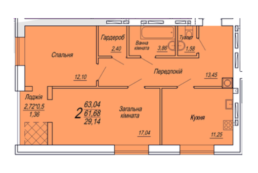 2-кімнатна 63.04 м² в ЖК Сімейний від 18 500 грн/м², Житомир