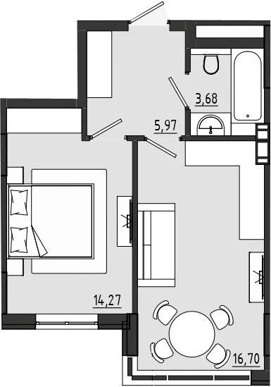 1-комнатная 40.62 м² в ЖК Сады Ривьеры от 18 050 грн/м², с. Фонтанка