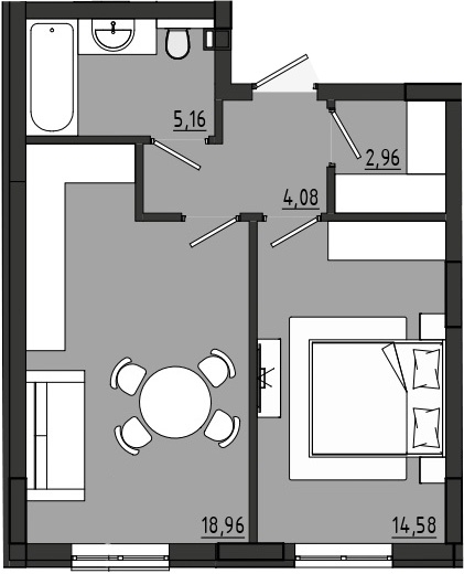 1-кімнатна 45.74 м² в ЖК Сади Рів`єри від 18 050 грн/м², с. Фонтанка