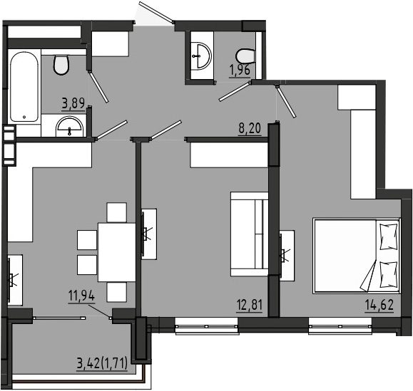 1-кімнатна 55.13 м² в ЖК Сади Рів`єри від 18 050 грн/м², с. Фонтанка