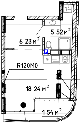 1-кімнатна 35.12 м² в Апарт-комплекс Sky River 2 від 40 000 грн/м², с. Вишеньки