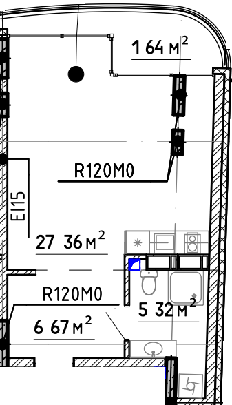 1-комнатная 44.82 м² в Апарт-комплекс Sky River 2 от 40 000 грн/м², с. Вишенки