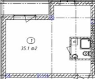 1-комнатная 35.1 м² в ЖК Belveder City Smart от застройщика, с. Гнедин