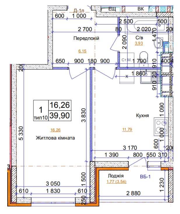 1-кімнатна 39.9 м² в ЖК на вул. Симона Петлюри, 21б від 20 000 грн/м², м. Бровари