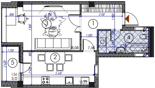 1-кімнатна 46.72 м² в ЖМ Саванна Сіті від 18 500 грн/м², м. Бровари