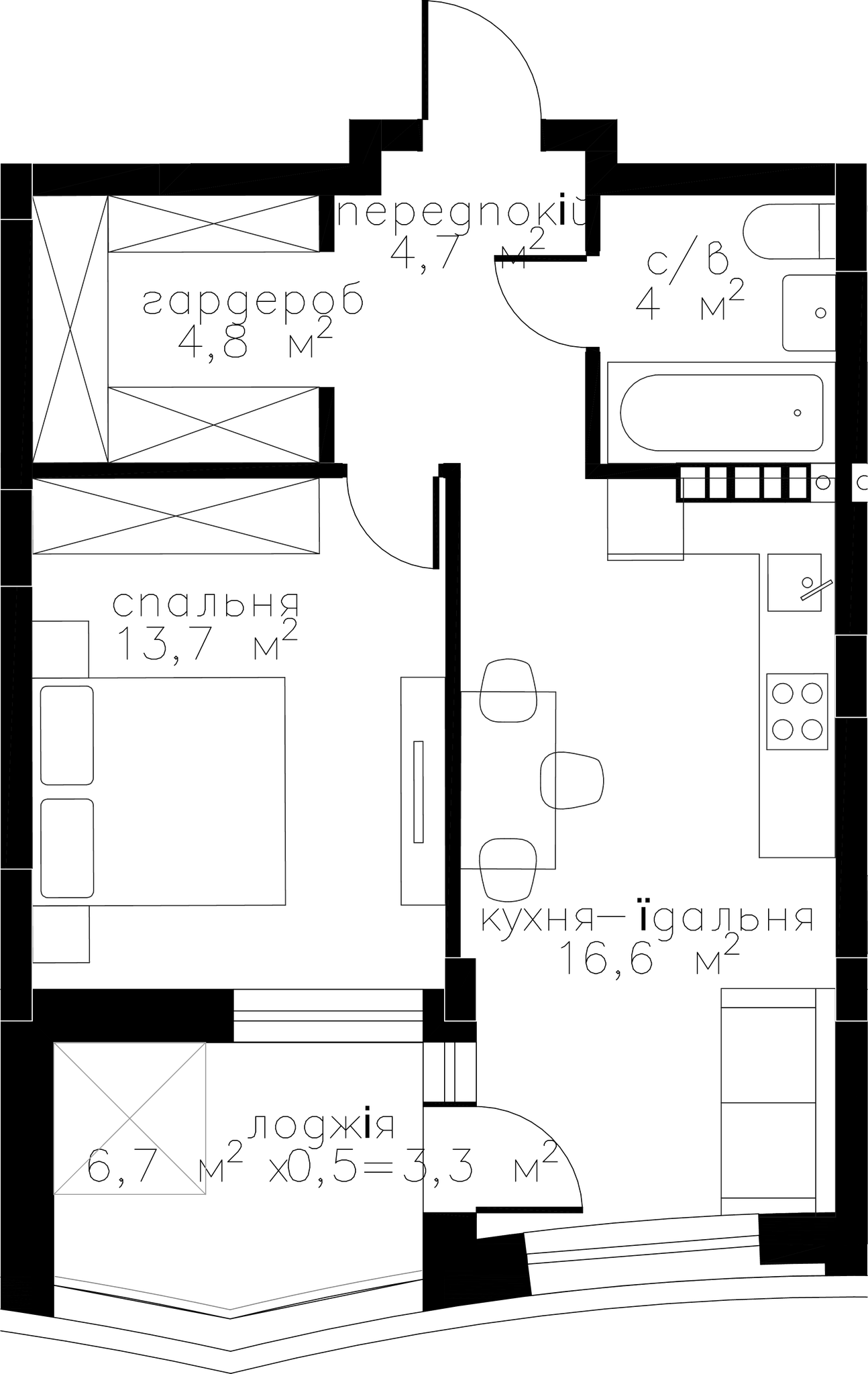 1-кімнатна 47.1 м² в ЖК RYBALSKY від 53 300 грн/м², Київ