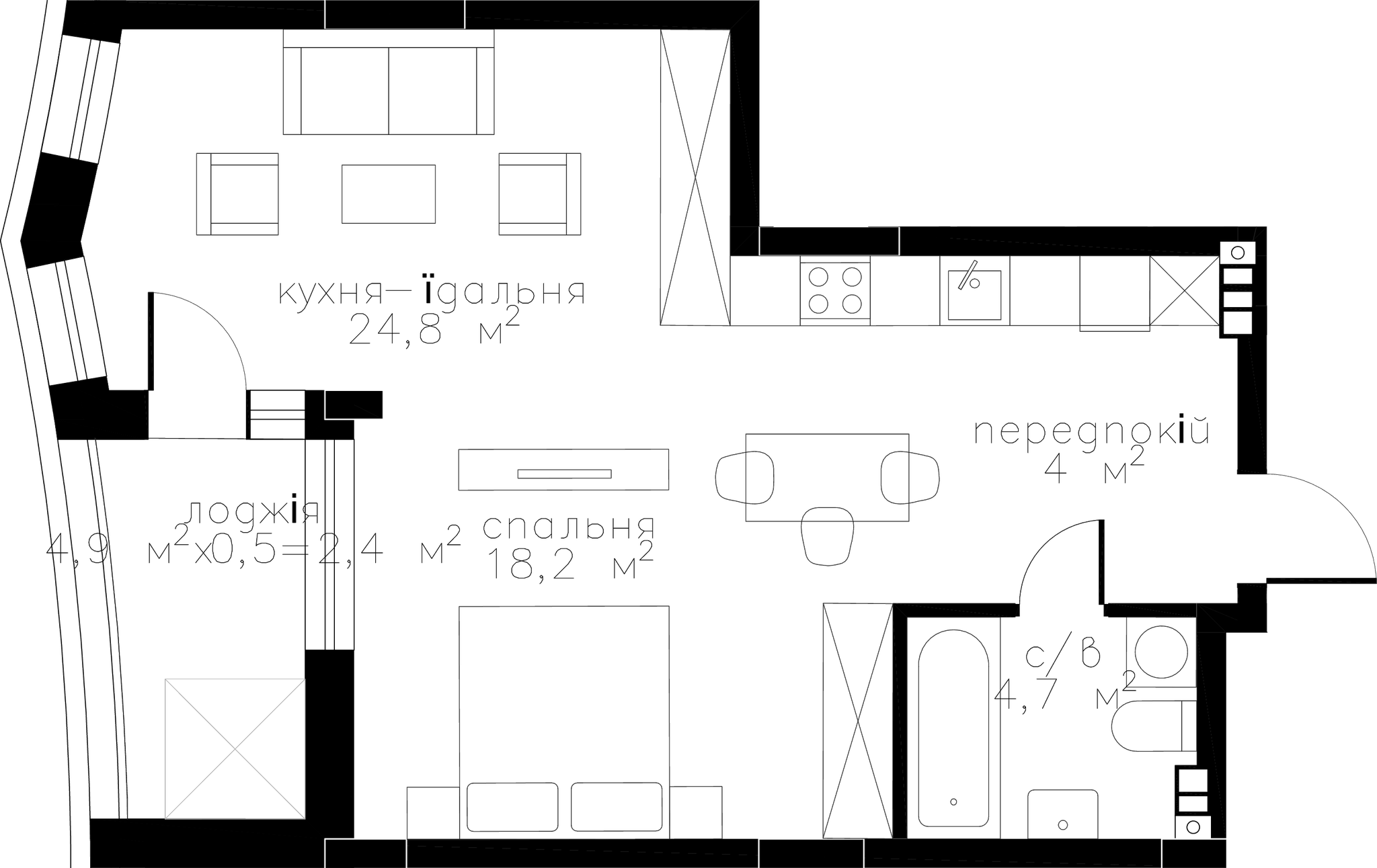 1-кімнатна 54.4 м² в ЖК RYBALSKY від 55 723 грн/м², Київ