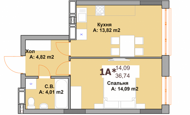 1-комнатная 36.74 м² в ЖК Vyshgorod Sky от 21 500 грн/м², г. Вышгород