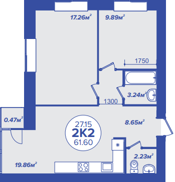 2-комнатная 61.6 м² в ЖК Атмосфера от 17 400 грн/м², г. Вишневое