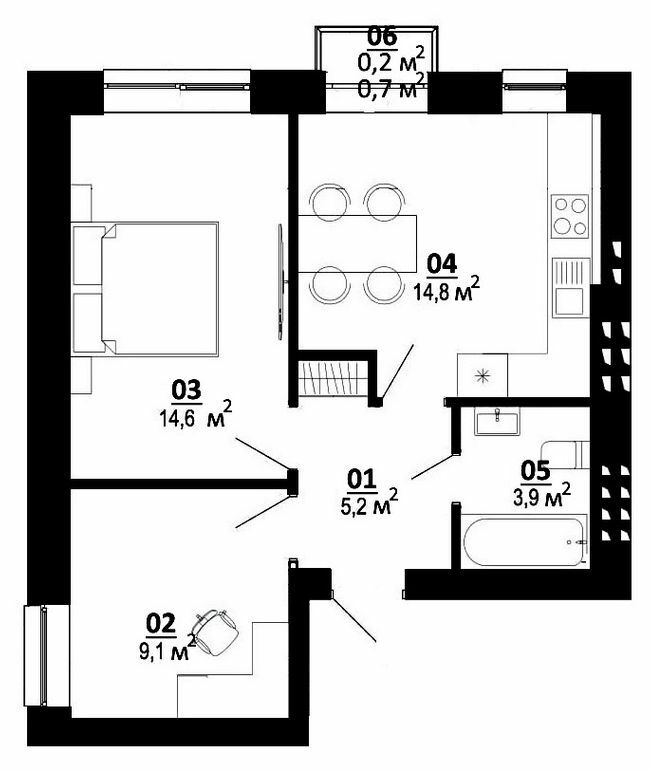 2-комнатная 47.8 м² в ЖК Белый Шоколад.Center от 22 500 грн/м², с. Белогородка