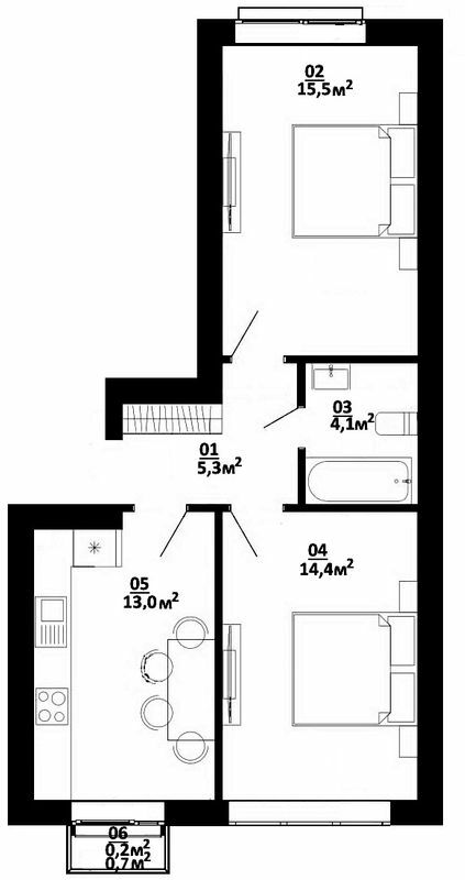 2-комнатная 52.5 м² в ЖК Белый Шоколад.Center от 22 500 грн/м², с. Белогородка