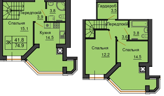 Двухуровневая 74.9 м² в ЖК Sofia Nova от 35 000 грн/м², с. Новоселки