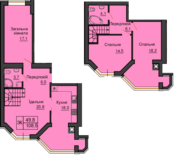 Дворівнева 108.5 м² в ЖК Sofia Nova від 35 000 грн/м², с. Новосілки