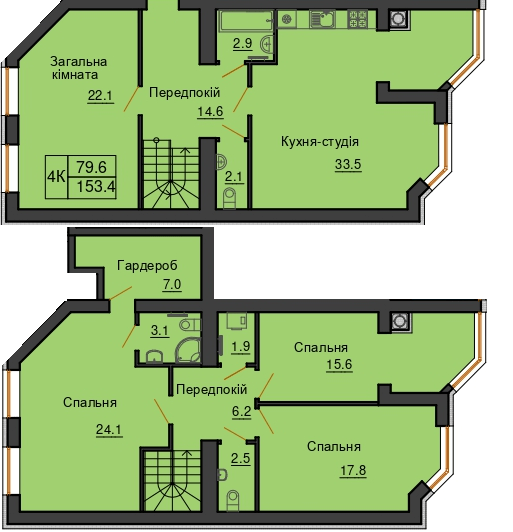 Двухуровневая 153.4 м² в ЖК Sofia Nova от 28 000 грн/м², с. Новоселки