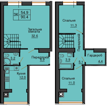 Дворівнева 90.4 м² в ЖК Sofia Nova від 35 000 грн/м², с. Новосілки