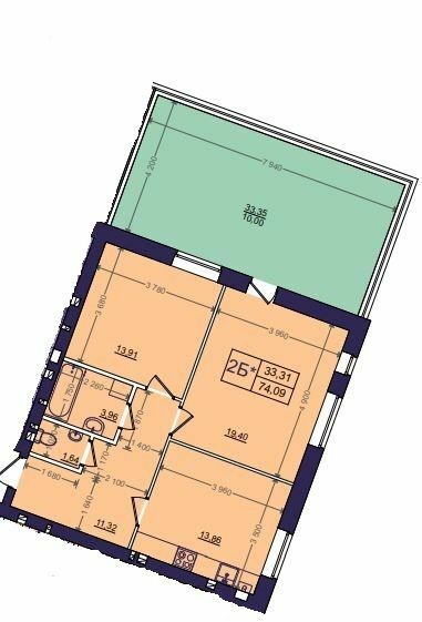 2-комнатная 74.09 м² в ЖК Эмоция от 20 500 грн/м², с. Хотов