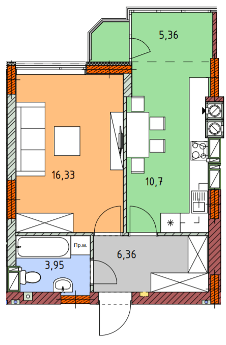 1-кімнатна 42.75 м² в ЖК На Прорізній від 23 000 грн/м², смт Гостомель