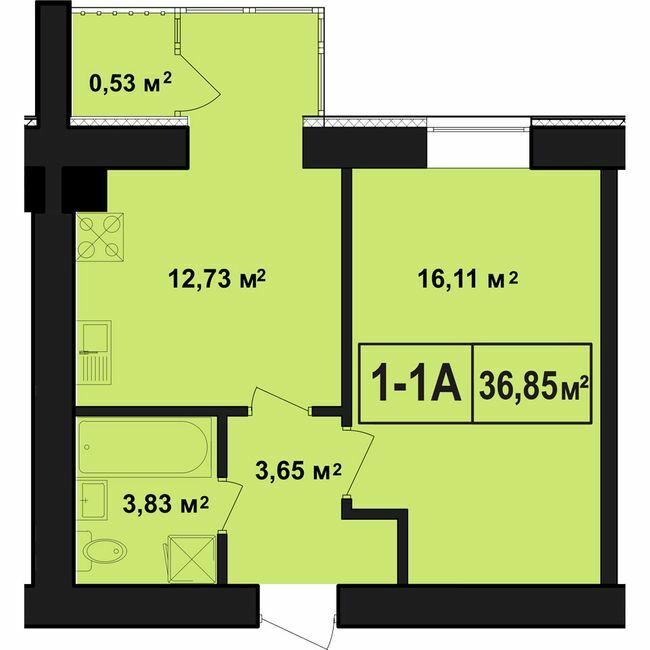 1-кімнатна 36.85 м² в ЖК Покровський від 24 300 грн/м², смт Гостомель