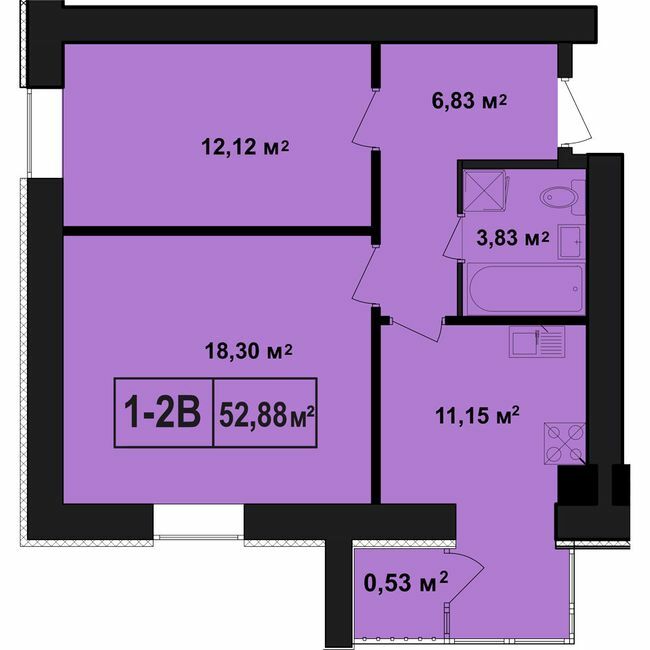 2-кімнатна 52.88 м² в ЖК Покровський від 19 250 грн/м², смт Гостомель