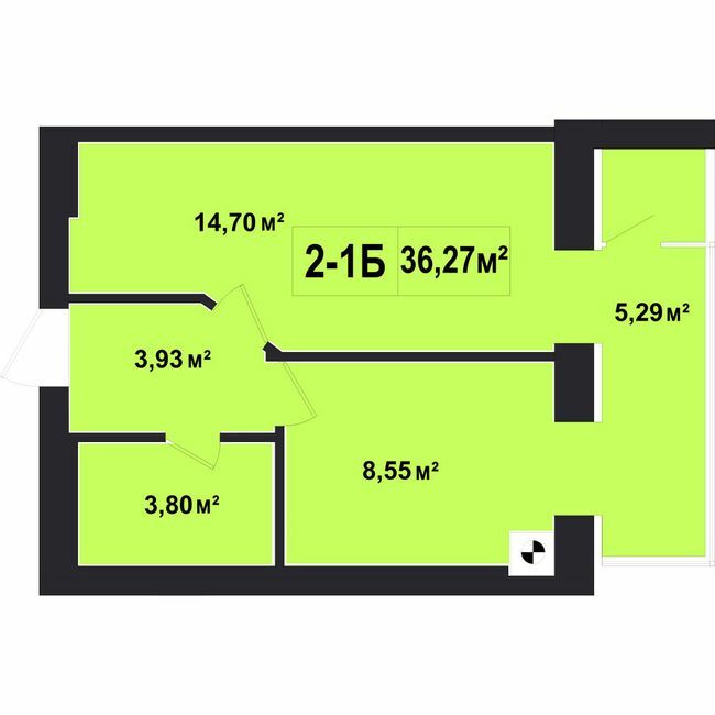 1-кімнатна 36.27 м² в ЖК Покровський від 20 950 грн/м², смт Гостомель