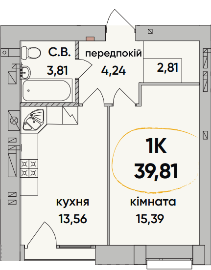 1-комнатная 39.81 м² в ЖК Continent Ray от 20 000 грн/м², г. Буча