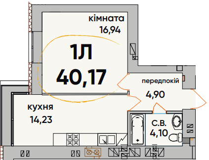 1-комнатная 40.17 м² в ЖК Continent Ray от 20 000 грн/м², г. Буча