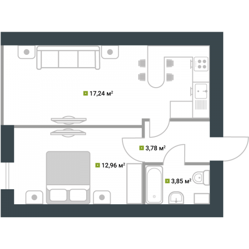 1-комнатная 37.83 м² в ЖК Idilika от 21 850 грн/м², г. Буча