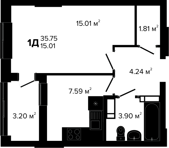 1-кімнатна 35.75 м² в ЖК Irpin City від 21 250 грн/м², м. Ірпінь