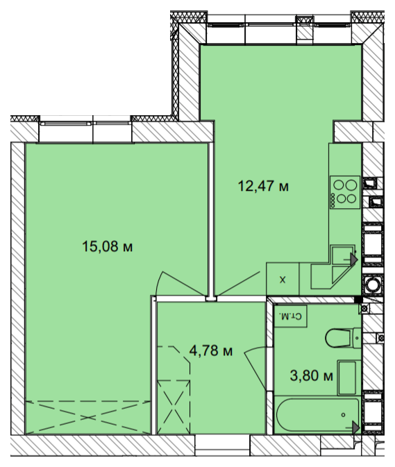 1-кімнатна 36.13 м² в ЖК Найкращий квартал від 24 250 грн/м², м. Ірпінь
