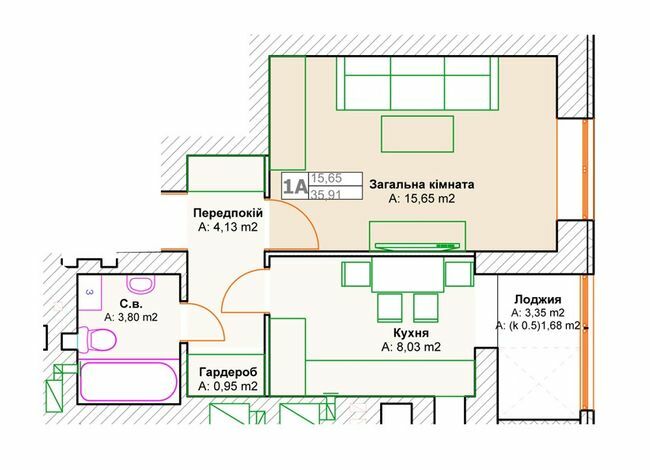 1-комнатная 35.91 м² в ЖК Фортуна-2 от 20 500 грн/м², г. Ирпень