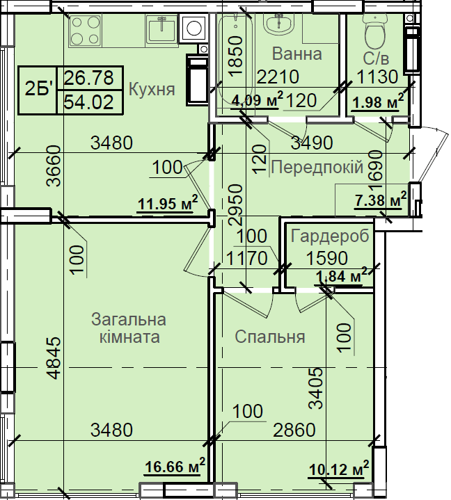 2-кімнатна 54.02 м² в ЖК Петрівський квартал від 15 500 грн/м², с. Святопетрівське