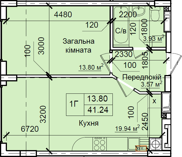 1-комнатная 41.24 м² в ЖК Петровский квартал от 14 500 грн/м², с. Святопетровское