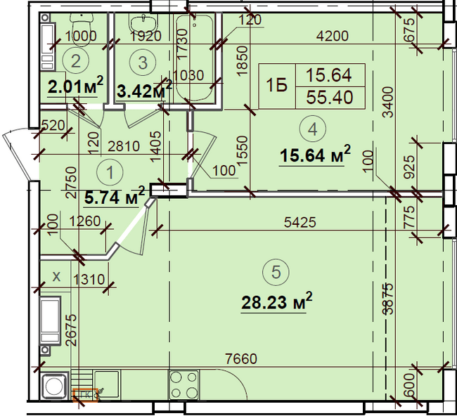 1-комнатная 55.4 м² в ЖК Петровский квартал от 14 500 грн/м², с. Святопетровское